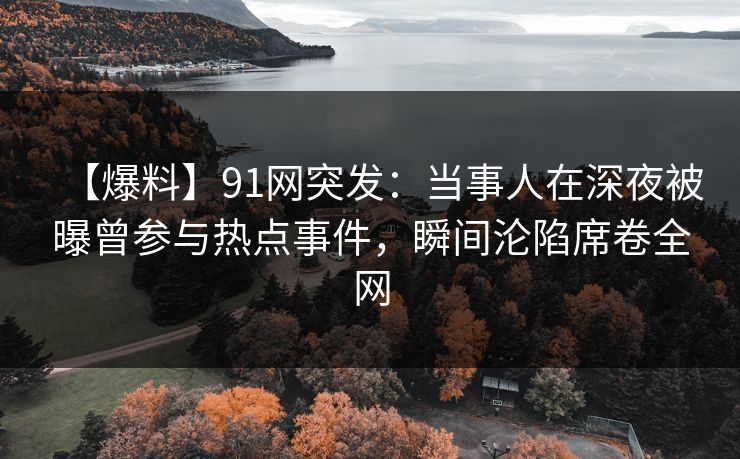 【爆料】91网突发：当事人在深夜被曝曾参与热点事件，瞬间沦陷席卷全网